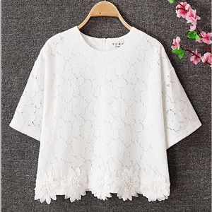 Gorgeous 🖤💕white lace cropped blouse XXL
